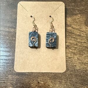 Elegant Black and Rose Gold Wire Wrapped Earrings